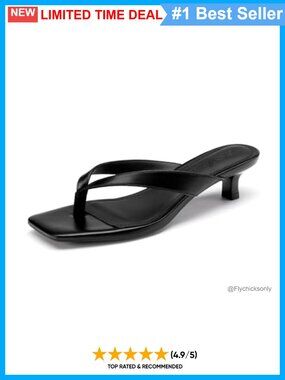 Kitten Heel Thong Sandals Square Toe Slip On Low Heels